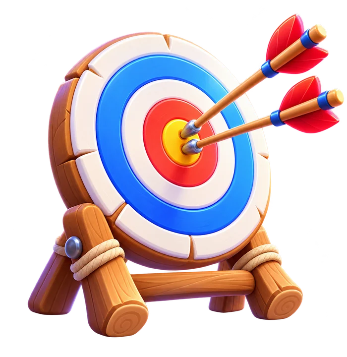 Archery target with arrows