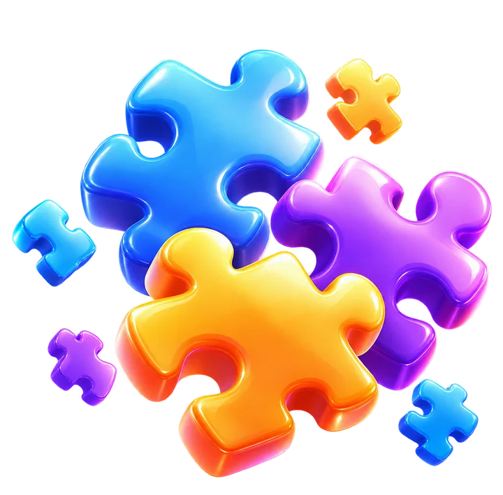 Glossy 3D puzzle pieces